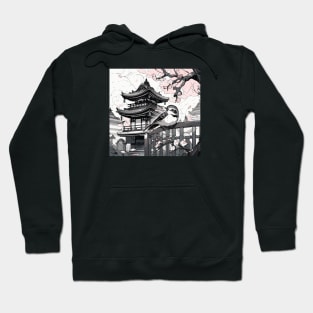 Japanese Scenery with bird Hoodie